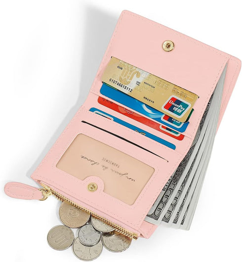 MEISEE Small Wallet for Girls Women Tri-folded Wallet Cash Pocket Card Holder Coin Purse with ID Window elegant youthful and cute -flowers-white...