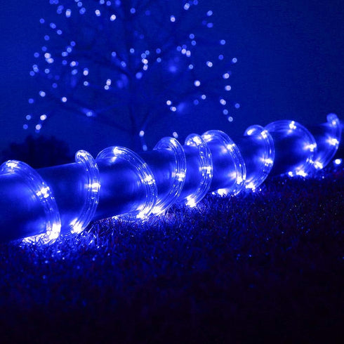 33ft LED Rope Lights, 110V 2 Wire Connectable Blue Rope Lights Outdoor, 240 LED Waterproof Blue Rope Christmas Lights for Deck, Patio, Pool, Campi...