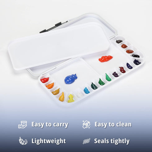 Mr. Pen Airtight 18-Well Watercolor Palette with 2 Mixing Areas and Lid - Folding Paint Tray...
