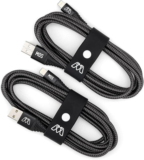 Sewell MOS Strike Lightning Cable, 6ft Two Pack, Ultra Durable Braided Nylon Fiber Jacket, Tangle Resistant, MFI Certified,Gray,SW-33122-06-2...