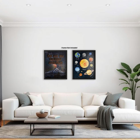 Posterizer 2 pcs-Educational and Inspirational Space and Planets-Kids Room Art-Astronomy-Gift for Daughter, Son, Kids-Decor for nursery toddlers k...