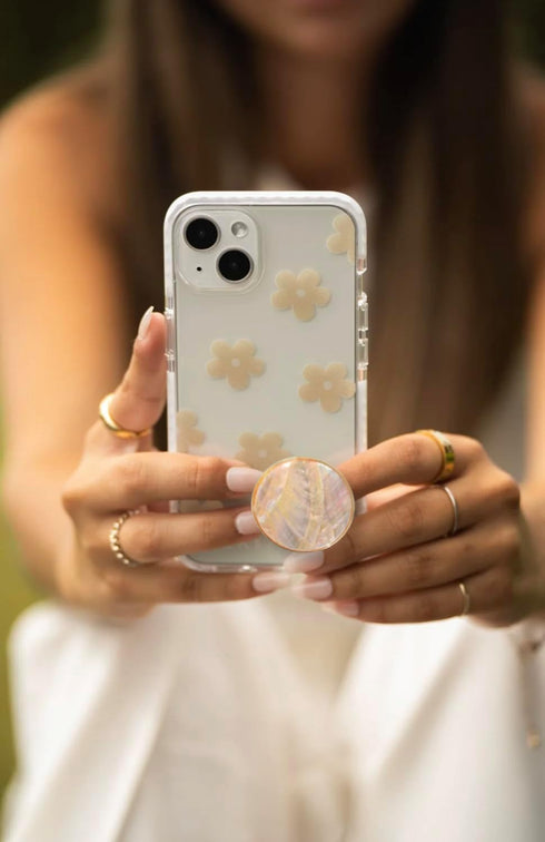 Grips by CRYSTALFY Authentic Natural Abalone Sea Shell Mother of Pearl Gemstone Coin Expandible Collapsible Mobile Phone Grip Stand Holder for Sma...
