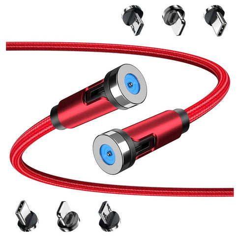 540° Rotation Magnetic Charging Cable, Magnetic Charging Tips 3in1 Short USB Cable Compatible for all Smartphone/ChargeBank/Charging Station for M...