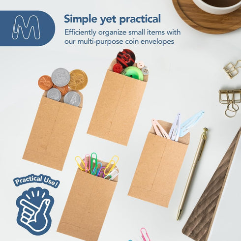 MOS #1 Coin Envelopes – 2-1/4" x 3-1/2" Brown Self-Seal Coin Envelopes #1 (120 Count) – Savings Challenge, Money Envelopes for Cash, Cash Envelope...