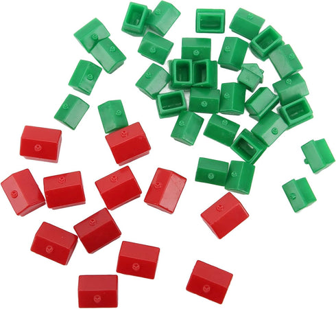 Hotel Game Replacement Pieces Monopoly Replacement Pieces 12 Red Houses and 32 Green Houses Game Plastic Houses & Hotels Game Piece Supplement Acc...