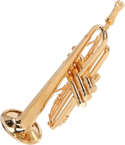 Trumpet Model Brass Miniature Trumpet Mini Musical Instrument Dollhouse Model Christmas Ornament...