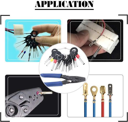 Glarks Pin Terminals Tool Set, A Crimper Tool and 21Pcs Pin Terminals Removal Key Tools for Car Auto Wire Connector Terminal Pin Crimping and Extr...