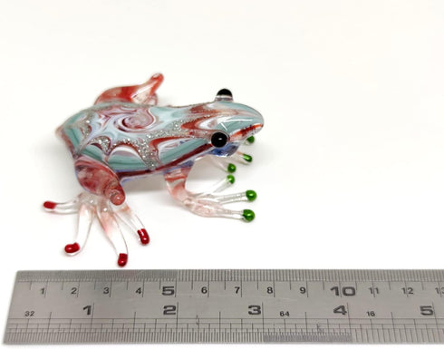 Frog Miniature Figurines Animals Hand Blown Color Glass Art Collectible Gift Decorate 3" (Red Green)...