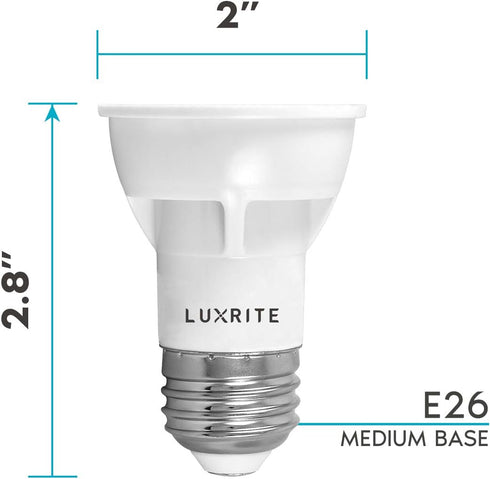 LUXRITE PAR16 LED Bulb, 5.5W (50W Equivalent), 4000K Cool White, 450 Lumens, Dimmable Spot Light, Enclosed Fixture Rated, 40° Beam Angle, ETL, Dam...