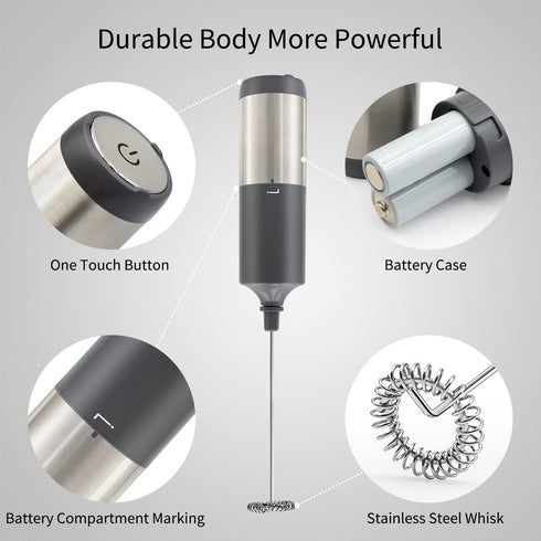 Milk Frother Handheld Battery Operated, Waterproof Electric Whisk Foam Maker for Coffee, Durable original Drink mixer for Latte, Cappuccino, Hot C...