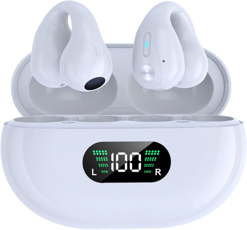 Wireless Ear Clip Bone Conduction Earbuds Open Ear Headphones Bluetooth, Clip On Sport Wireless Earbuds Waterproof Outer Headphones Cycling Runnin...