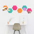 Navaris Hexagon Felt Board Tiles - Set of 6 Notice Memo Bulletin Boards with Push Pins Pack 5.9 x 7 inches (15 x 17.7 cm) - Turquoise, Orange, Pin...