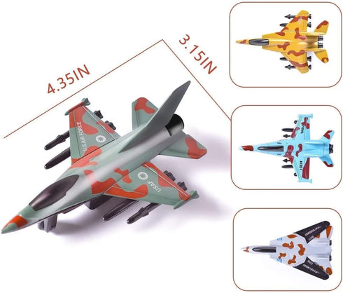 Pull Back Airplane Toy Set Die Cast Metal Military Themed Fighter Jets, Good for Kids Toy Set Collection - 4 Pcs (Blue)...