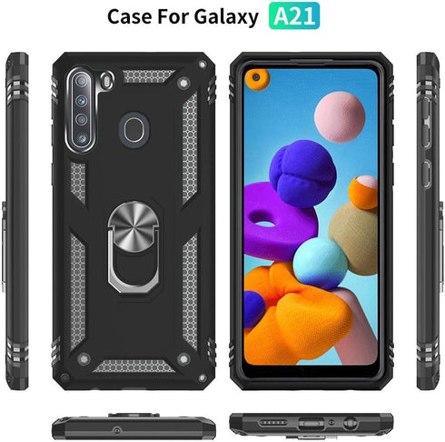 Samsung A21 Phone Case, Galaxy A21 Phone Case with Screen Protector, Military Grade Protective Cases with Ring for Samsung Galaxy A21 (Black)...