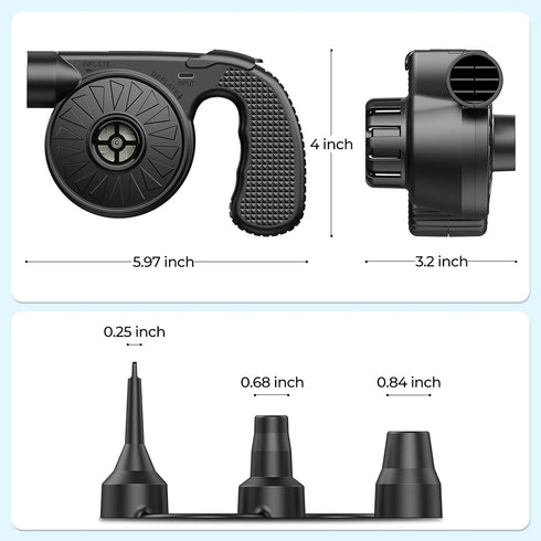 Dr.meter Portable Electric Air Mattress Pump, Rechargeable 4000mAh Battery Air Pump - Quick-Fill Air Inflator Deflator for Outdoor Camping Inflata...