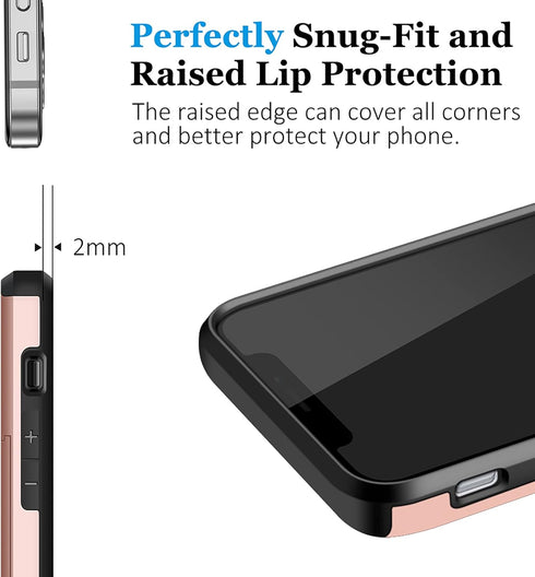SAMONPOW Compatible with iPhone 13 Case with Card Holder Dual Layer Hybrid Wallet Case Heavy Duty Protection Shockproof 13 Case for Women Men Anti...