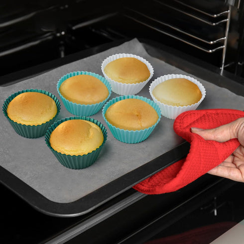 Silicone Muffin Baking Cups 12 Pack Reusable Cupcake Liners Non-stick Cake Molds, BPA Free, Dishwasher Safe...