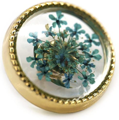 Cyan-Blue Flower Inclusion Glass Sewing Shank Buttons 20 Pcs - 18mm, 23/32"...