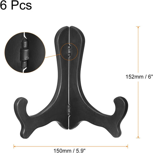 uxcell 6pcs 6" Easel Plate Holder, Plastic Folding Display Stand Black for Decorative Picture Frame...