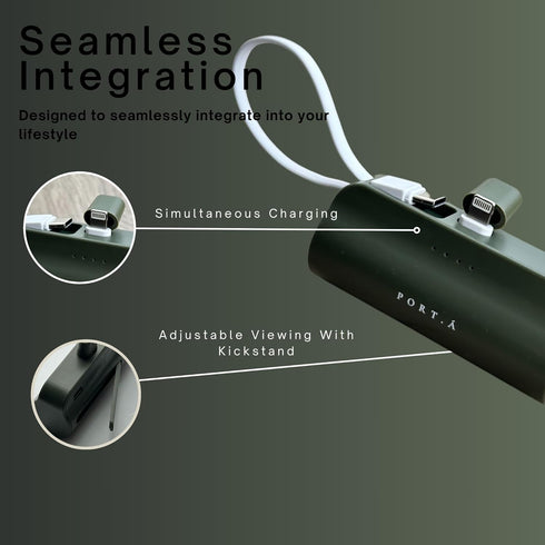 Mini Portable Charger, 5000mAh, Fast Charging Dual iPhone/Type-C Power Bank with Kickstand, On-The-Go Power Bank Essential for iPhone, Google, Sam...