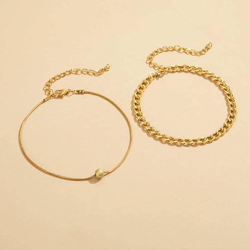 Layered Cuban Link Anklet Punk Chunky Chain Ankle Bracelets Gold Bead Thin Anklet Summer Beach Barefoot Anklet Foot Chain Jewelry for women Girls...