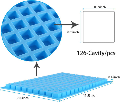 Silicone Candy Molds, 2 Pack 126-Cavity Mini Square Chocolate Molds for Gummy Jelly Truffles Pralines Caramels, Ice Cube Tray Molds...