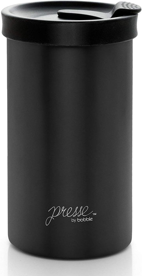 PRESSE by Bobble French Coffee Press And Insulated Stainless Steel Travel Tumbler for On-The-Go Brewing - 13 oz (Black)...