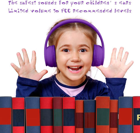 Kids Headphones Bluetooth 5.3 Wireless 60H Play Time Volume Limit 85/110dB Over Ear Foldable Protection Headset/Wired AUX Cord Mic for Child Boy G...