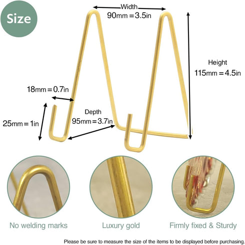 Brass Gold Plate Holders 4.5-inch for Display Plate Stands Small Mini Easel Stand Picture Stands Wirestand...