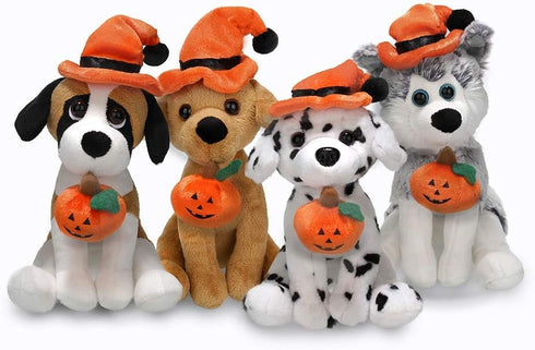 Plushland Halloween Pawpals 8 inches Puppy Dog Plush Stuffed Toy Comes with Hat and Halloween Jack O Lantern - Pumpkin for Kids on This Holiday (L...