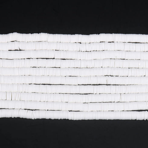 3600 pcs White Clay Beads for Bracelets Making, 10 Strands Flat Round Polymer Clay Beads 6mm Spacer Heishi Beads for Jewelry Making Earring Neckla...