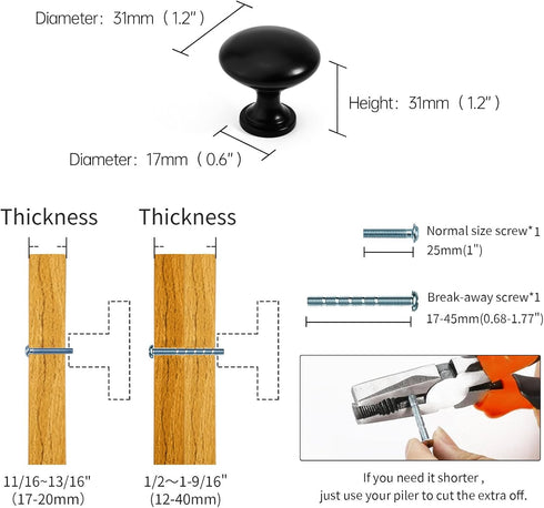 Drawer Knobs Kitchen Cabinet Knobs Dresser Handles Modern Cabinet Pulls Single Hole Knobs-Matt Black Furniture Handle,2 Pack...