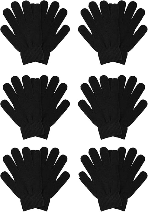6 Pairs Winter Magic Gloves for Men Women Cold Weather Thermal Warm Stretchy Gloves Black Knit Gloves for Running Driving Hiking...