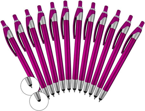 12 Pack Violet Stylus with Ball Point Pen for iPad Mini, iPad 2/3, New iPad, iPhone 5 4S 4 3GS, iPod Touch, Motorola Xoom, Xyboard, Droid, Samsung...
