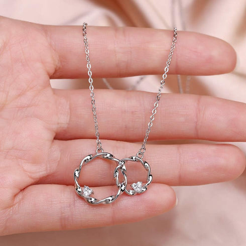 Sister Gifts from Sister, Sterling Silver Interlocking Infinity 2 Circles Necklace for Sisters, Big Sister Little Sister Gift, Birthday Jewelry Fr...