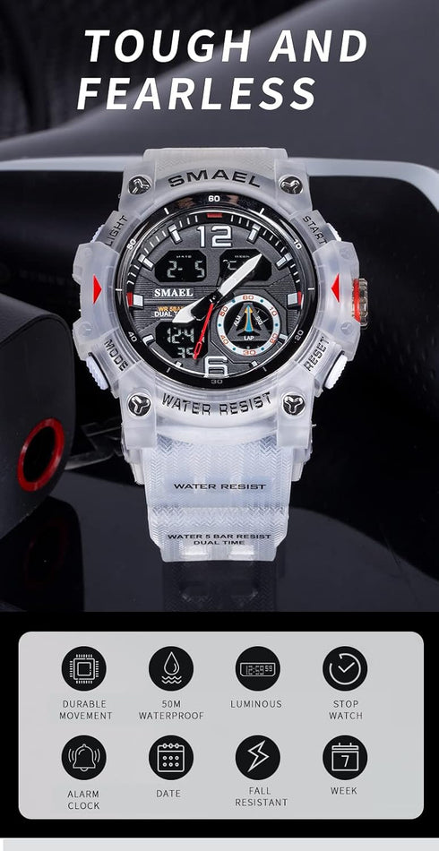 AIMES Men's Watches Outdoor Sports Waterproof Military Watch Tactical Digital Analog Wrist Watch Date Multi Function Led Large Face Alarm Stopwatc...