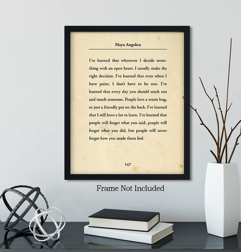 Govivo I've Learned... - Maya Angelou Book Quote Wall Art Decor Print on a beige background - Unframed 8x10 artwork printed on photograph paper...