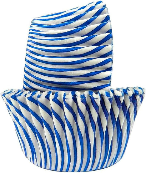 Regency Wraps Greaseproof Professional Grade Baking Cups, Pack of 40, Standard Liners, Blue Pisa Stripe, for Cupcakes, Muffins, Candy, Non Stick...