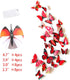 Somotersea 24PCS 3D Butterfly Wall Decal Removable Refrigerator Magnets Stickers Decor for Kids Room Decoration Home and Bedroom Art Mural Red...