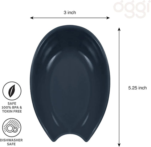 OGGI Spooner Ceramic Spoon Rest- Spoon Rest for Stove Top, Spoon Holder for Countertop, Kitchen Decor for Counter, Coffee Bar Accessories, Midnigh...