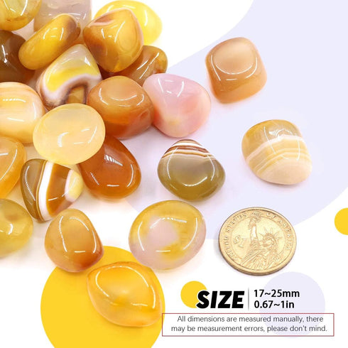 Hilitchi Yellow Agate Stone Tumbled Stones for Plants Cacti & Succulents Bedding, Vase Filler, Landscape Bottom Decoration (about 1lb(455g)/Bag)...