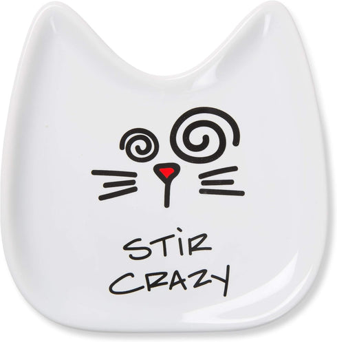 Pavilion Gift Company Blobby Cat, Cat Spoon Rest "Stir Crazy", 5", White...