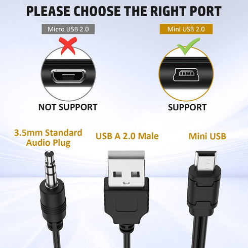 USB2.0 Charging Cord to Mini B Male and 3.5mm Jack Plug Audio Cable for iHome IHM60 IHM61 IHM59 Speakers MP3/MP4 Bluetooth Speaker (Mini USB)...