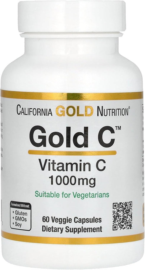 California Gold Nutrition Gold C, USP Grade Vitamin C, 1,000 mg, 60 Veggie Capsules...