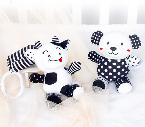Baby Car Seat Toys, Black White Stroller Toy Stretch Baby Spiral Plush Toys, Hanging Rattle Toys for Crib Mobile, Newborn Sensory Toy Best Gift fo...