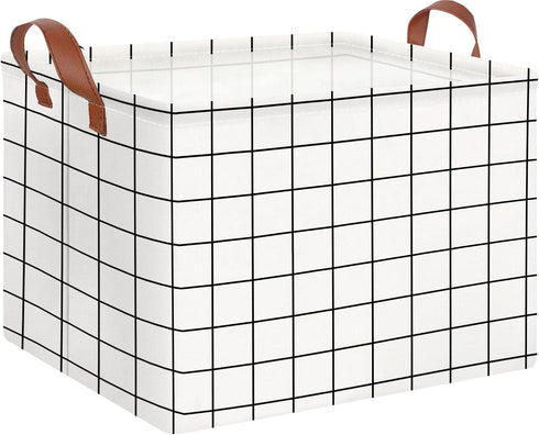 CLOCOR Rectangular Storage Basket,Collapsible Cute Pattern Storage Bin,Waterproof Coating Storage Box with Handles,Gift Baskets,Shelf Basket (whit...