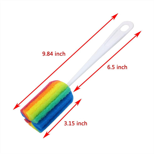 3PCS Cleaning Bottle Sponge Brush with Long Handle Scouring Pad Scrub Brushes for Kitchen Clean Glasses Mugs Cups (Color Random)...