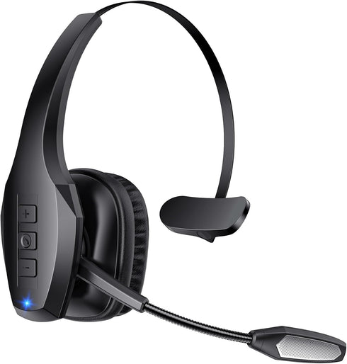 Trucker Bluetooth Headset, Wireless Headset with Mic, Bluetooth Headset with Dual Noise Cancelling Microphone & Mute Button, 55Hrs Working Time PC...