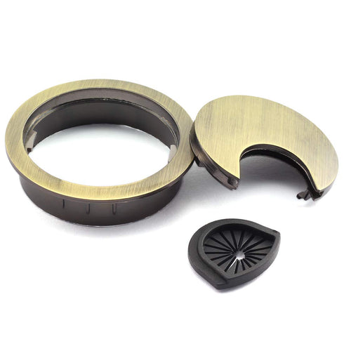 1pc 2 inch (50mm) Metal Desk Grommets for Managing and Hiding Wire Cord Cable Hole Cover Office PC Desk Cable Cord Organizer Zinc Alloy Cover Bron...