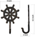 Coat Hook Hat Hook Vintage Wrought Iron Wall Mounted Screws Included Wall Hook (Ship Steering Wheel)...